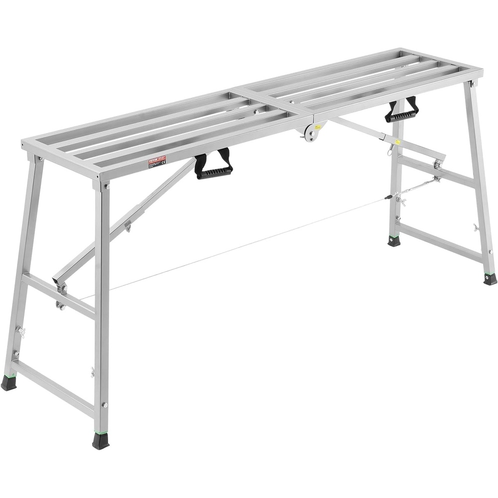 image:imageVEVOR Work Platform 55x 15 Portable Scaffolding Platform Folding Steel Step Ladder Adjustable Height 275453 800 lbs Load Capacity NonSlip Drywall Painting Stool for Cleaning ampWashing63x 15