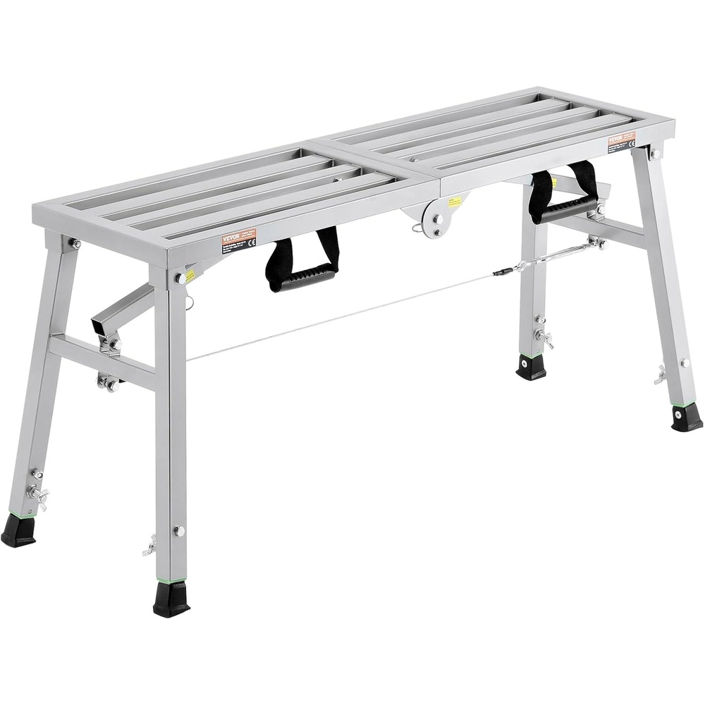 image:imageVEVOR Work Platform 55x 15 Portable Scaffolding Platform Folding Steel Step Ladder Adjustable Height 275453 800 lbs Load Capacity NonSlip Drywall Painting Stool for Cleaning ampWashing39x 11