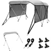 image:imageVEVOR 3 Bow Bimini Top Boat Cover Detachable Mesh Sidewalls 600D Polyester Canopy with 1 Aluminum Alloy Frame Includes Storage Boot 2 Support Poles 2 Straps 6L x 46 H x 6166 W Light Grey3 Bow 6L x 46 H x 6166 W