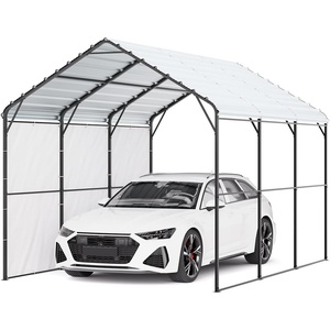 VEVOR 10 x 15 ft Outdoor Storage Shed Tent with Heavy-Duty Steel Frame, 2 Roll-Up Doors & Air Vents, Waterproof Portable Garage Carport Shelter for Motorcycle, Lawn Mower, Garden Tools, Beige(White)