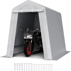 VEVOR 10 x 15 ft Outdoor Storage Shed Tent with Heavy-Duty Steel Frame, 2 Roll-Up Doors & Air Vents, Waterproof Portable Garage Carport Shelter for Motorcycle, Lawn Mower, Garden Tools, Beige(Gray)