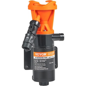 VEVOR 12V RV Macerator Pump, 12GPM, Portable RV Waste Pump, Quick Release Sewage Pumps with Garden Hose & Clamps, 7ft Power Cord, 10ft Lift, Automatic Manual Crushing Function, for Boat Camper Marine(Black)
