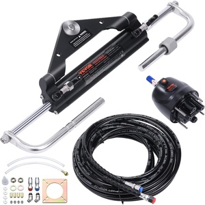 VEVOR 150HP Hydraulic Outboard Steering Kit Boat Marine System, Built-in Two-Way Lock Cylinder, 150HP Pump and High-Strength Nylon Hose for Single Station, Single-Engine use | for Single Station, Single-Engine Use, 2.5 MPa / 363 psi Helm Pump, Two-Way Lock Cylinder, with High-Strength Nylon Hoses(150 Hp 20 Ft Hose)
