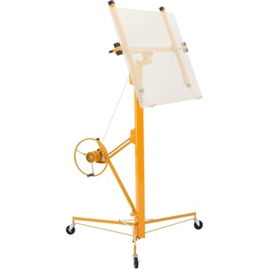 VEVOR 16ft Drywall Lift, Heavy-Duty 150 lbs Sheetrock Hoist with Adjustable Telescoping Arm, Lockable Wheels, Drywall Lifter Panel Jack Hoist Tools Ideal for Ceiling & Wall Installation (Red)(Yellow)