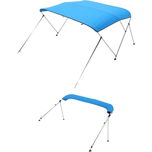 VEVOR 3 Bow Boat Bimini Tops, 600D Polyester Canopy with Aluminum Alloy Frame, Waterproof & Sun Shade Boat Awning Canopy with Storage Bag, 2 Support Poles, 4 Straps, 6’Lx(54″-60″)Wx46″H, Pacific Blue(Pacific Blue)