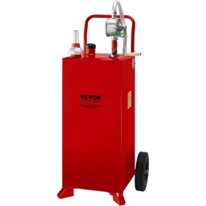 VEVOR 30 Gallon Fuel Caddy, Gas Storage Tank & 4 Wheels, with Manual Transfer Pump, Gasoline Diesel Fuel Container for Cars, Lawn Mowers, ATVs, Boats, More, Yellow(Red)