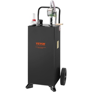 VEVOR 30 Gallon Gas Caddy – Portable Fuel Storage Tank with 2 Wheels & Manual Transfer Pump, Diesel & Gasoline Fuel Container for Cars, Lawn Mowers, ATVs, Boats, Black(Black)