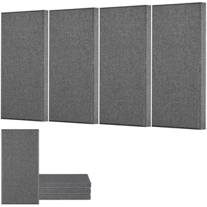 VEVOR 4 PCS Acoustic Panels, 2 inch Thick 23.6 x 11.8 inch Fiberglass Sound Absorbing Panels, Self-adhesive Soundproof Wall Boards, for Studios, Office, Home Theater,Meeting Room, Beige(Gray)