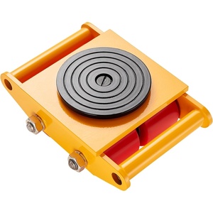 VEVOR 4-Piece Machinery Skate Dolly, 26,455 Lbs, 12T Industrial Machinery Mover, Heavy Duty Carbon Steel, 360° Rotation, Non-Slip Cap, Yellow(1 Pack-PU Wheels)