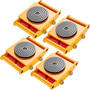 VEVOR 4-Piece Machinery Skate Dolly, 26,455 Lbs, 12T Industrial Machinery Mover, Heavy Duty Carbon Steel, 360° Rotation, Non-Slip Cap, Yellow(4 Packs-PU Wheels)