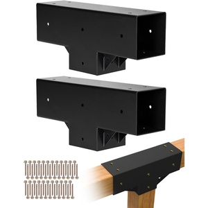 VEVOR 4-Way Pergola Bracket Kit, 6″x6″ 2-Pack Heavy Duty Corner Brackets for Wood Beams, DIY Post Base Hardware with Easy Installation for Outdoor Gazebo Patio Log Cabin(2PC T-Shape 4*4)