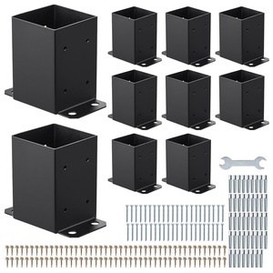 VEVOR 4×4 Post Base 10 Pcs, Inner Size 3.6×3.6 inch / 91.44×91.44 mm Post Brackets, Heavy Duty Carbon Steel Decking Posts, Wood Posts Brackets for Pavilion Deck Railing Support Deck Base Plate, Black