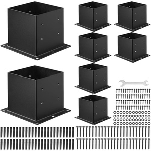 VEVOR 4×4 Post Base 4 Pcs, Inner Size 3.6×3.6 inch / 92×92 mm Post Brackets, Heavy Duty Carbon Steel Decking Posts, Wood Posts Brackets for Pavilion Deck Railing Support Deck Base Plate, Black(Full Cover 4×4 8pc)