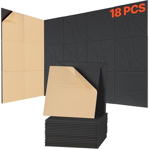 VEVOR 6 Pack Art Acoustic Panels, 70.87 x 47.24 x 0.4 inch Soundproof Wall Tiles, Self Adhesive Decorative Sound Dampening Absorbing Boards for Home, Office, Studio, Gaming Room,Theater, Earth(Black – Diamond Pattern)