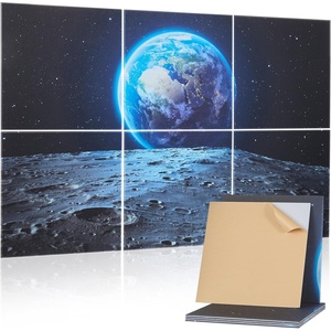 VEVOR 6 Pack Art Acoustic Panels, 70.87 x 47.24 x 0.4 inch Soundproof Wall Tiles, Self Adhesive Decorative Sound Dampening Absorbing Boards for Home, Office, Studio, Gaming Room,Theater, Earth(Art – Earth)