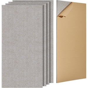 VEVOR 6 Pack Art Acoustic Panels, 70.87 x 47.24 x 0.4 inch Soundproof Wall Tiles, Self Adhesive Decorative Sound Dampening Absorbing Boards for Home, Office, Studio, Gaming Room,Theater, Earth(Camel – Striped)