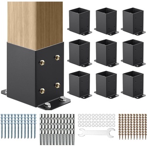 VEVOR 6×6 Post Base 2 Pcs, Inner Size 5.9×5.55 inch / 150×141 mm Post Brackets, Heavy Duty Carbon Steel Decking Posts, Wood Posts Brackets for Pavilion Deck Railing Support Deck Base Plate, Black(4×4 10pc)