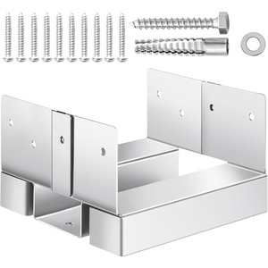 VEVOR 8″x 8″ Post Base, 4Pcs Stainless Steel Adjustable Post Anchor Bracket(Internal 7.8 x 7.3″), Adjustable Post Base for Pavilion Deck Porch Handrail Railing Support Decorative Anchor Plate(silver)