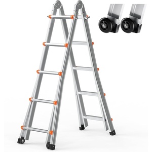 VEVOR 9.5 FT Telescoping Ladder – Compact & Portable Aluminum Extension Ladder, 330lb Load Capacity for Home, Roof, Stairs, Indoor & Outdoor Use(16.7 FT)