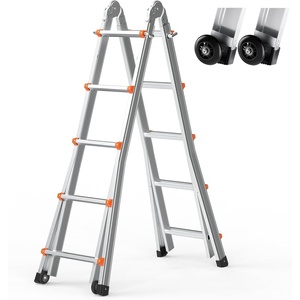 VEVOR 9.5 FT Telescoping Ladder – Compact & Portable Aluminum Extension Ladder, 330lb Load Capacity for Home, Roof, Stairs, Indoor & Outdoor Use(20.28 x 7.87 x 67.72 in)