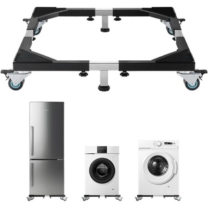 VEVOR All Stainless Steel Washing Machine Dolly Cart, 1200lbs Heavy Duty Furniture Dolly, Adjustable Fridge Stand Base with 4 Lockble Twin Wheels and 2 Strong Feet for Washer, Refrigerator and Dryer(23in-36.6in)