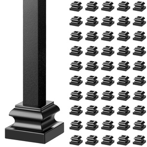 VEVOR Aluminum Alloy Baluster Shoes, Satin Black, 50 Pcs, Flat Shoe with Screw Holes for 1/2 Inch Square Spindle, Scroll Twist Knuckle Staircase Railing Balusters