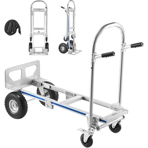 VEVOR Aluminum Folding Hand Truck, 2 in 1 Design 400 lbs Capacity, Heavy Duty Industrial Collapsible cart, Dolly Cart with Rubber Wheels for Transport and Moving in Warehouse, Supermarket, Garden | Heavy Duty Industrial Collapsible Dolly Cart with Rubber Wheels for Transport and Moving in Warehouse, Supermarket, Garden(1000 lbs)