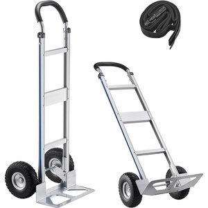 VEVOR Aluminum Hand Truck, Heavy-Duty Hand Truck Dolly with Non-Slip Wheels & Handle, 500 LBS Aluminum Alloy Portable Trolley Dolly with Tie-Down Strap for Moving Home, Office, Warehouse(500LBS)