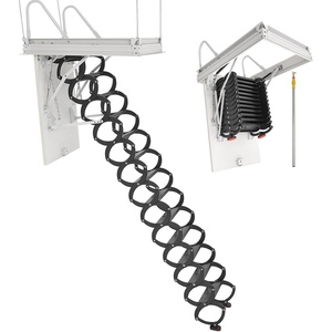 VEVOR Attic Ladder, 660LBS/299.4KG Capacity, Fits 10.5 to 11 ft Ceiling Height and 39.4 x 27.5 inch Opening Size, Alloy Steel Pull-Down Retractable Ceiling Stair with Pulling Rod for Attic Loft Roof(11 ft)