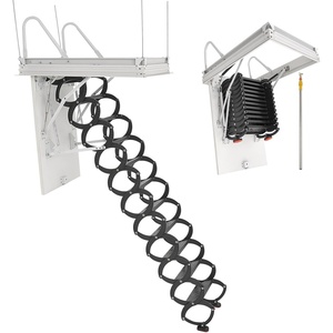 VEVOR Attic Ladder, 660LBS/299.4KG Capacity, Fits 10.5 to 11 ft Ceiling Height and 39.4 x 27.5 inch Opening Size, Alloy Steel Pull-Down Retractable Ceiling Stair with Pulling Rod for Attic Loft Roof(9 ft)