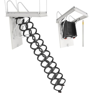 VEVOR Attic Ladder, 660LBS/299.4KG Capacity, Fits 10.5 to 11 ft Ceiling Height and 39.4 x 27.5 inch Opening Size, Alloy Steel Pull-Down Retractable Ceiling Stair with Pulling Rod for Attic Loft Roof(10 ft)