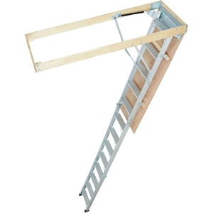 VEVOR Attic Ladder Wall-Mounted, 660LBS/299.4KG Capacity, Fits 9.5 to 10 ft Ceiling Height, 12-Step Steel Folding Stairs with Handrails, Pull Down Attic Ladders for Attics, Garages, Roofs, Basements(11 ft)