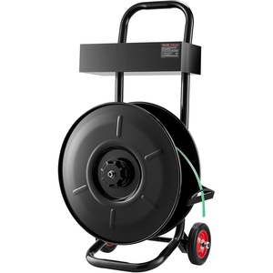 VEVOR Banding Strapping Cart, for PET/PP/Fiber Strapping Coils with 8″ or 16″ Core Size, Heavy Duty Strapping Dispenser, Equipped with Anti-Retreat Pulleys, Upgrade Brake System, Spacious Tray(NEW-8″ Core)