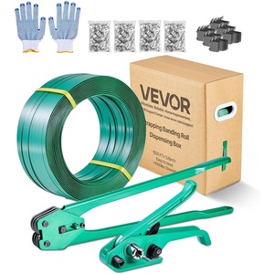 VEVOR Banding Strapping Kit, Heavy Duty Banding Sealer Tool with 2000 ft PET Band, 600 Metal Seals, 200 Corner Protectors, Plastic Pallet Packaging Strapping Kit for Warehouse, Transportation, Home(PET 5/8″x1500′ 6PC Set)