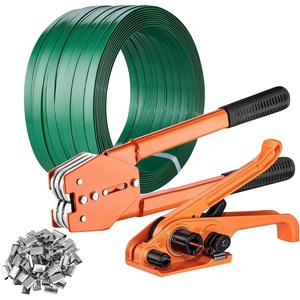 VEVOR Banding Strapping Kit, Heavy Duty Banding Sealer Tool with 2000 ft PET Band, 600 Metal Seals, 200 Corner Protectors, Plastic Pallet Packaging Strapping Kit for Warehouse, Transportation, Home(PET 5/8″x999′ 4PC Set)