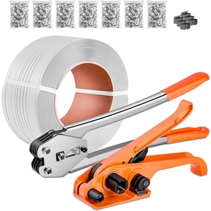 VEVOR Banding Strapping Kit, Heavy Duty Banding Sealer Tool with 3200 ft Length PP Band, 1000 Metal Seals, 50 Corner Protectors, Plastic Pallet Packaging Strapping Kit for Warehouse/Shipping/Moving(PP 1/2″x3200′ 5PC Set)