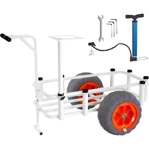 VEVOR Beach Fishing Cart, 200 lbs Load Capacity, Fish and Marine Cart with Two 11″ Big Wheels Rubber Balloon Tires for Sand, Heavy-Duty Steel Pier Wagon Trolley with 7 Rod Holders for Fishing, Picnic(58.3″ D x 37.0″ W x 37.4″ H)