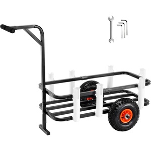 VEVOR Beach Fishing Cart, 200 lbs Load Capacity, Fish and Marine Cart with Two 11″ Big Wheels Rubber Balloon Tires for Sand, Heavy-Duty Steel Pier Wagon Trolley with 7 Rod Holders for Fishing, Picnic(50.4″ D x 26.2″ W x 35.0″ H)