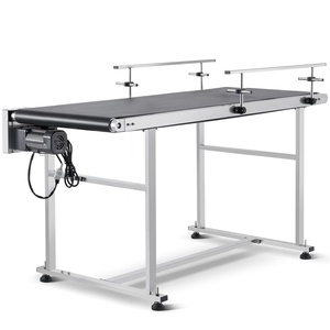 VEVOR BeltConveyor, 59 x 19.7 inch Conveyor Table, Heavy Duty Stainless Steel Motorized Belt-Conveyor for Inkjet Coding Applications Powered PVC Belt Anti-Static Adjustable Speed (Double Guardrail)(59 x 23.6 Inch)