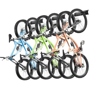 VEVOR Bike Storage Rack, 6 Bike Racks and 3 Helmets Hooks, Wall Mount Bike Storage Hanger, Home & Garage Organizer, Customizable for Various Bike Sizes, Adjustable Holder, Holds Up to 300 lbs, 48-inch(Bike Storage Rack)