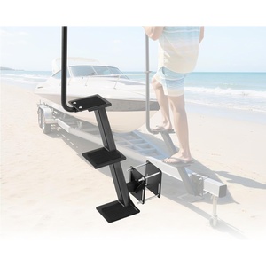 VEVOR Boat Trailer Steps, 3-Step, Heavy-Duty Boat Trailer Steps with Handle, Non-Slip Surface, 3 Mounting Angle Options, Carbon Steel Ladder Suitable for 3″ x 3″/3″ x 5″/4″ x 4″ Frame, Bottom Mounting(3-Step Side Mount)