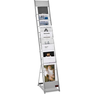 VEVOR Brochure Display Rack, 10 Pockets Magazine Literature Display Stand, Portable Floor Standing Magazine Rack, Metal Newspaper Catalog Holders for Shop, Exhibitions, Office, Trade Show, Silver