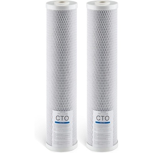 VEVOR CTO Whole House Water Filter – Universal Fit 20 x 4.5 Inch – Activated Carbon Block Cartridge Replacement, 5 Micron Coconut Shell Charcoal Filter, Reduce Chlorine, Bad Taste, Odor(CTO Filter x 2 Pack)