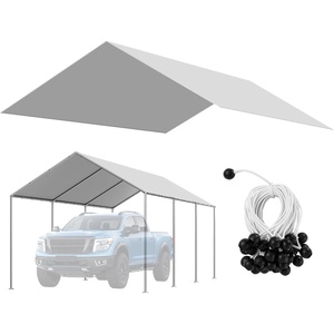VEVOR Carport Replacement Canopy Cover, 10 x 20 ft Potable Garage Tent Top Tarp, UV-Resistant & Waterproof Car Shelter Tarp, Heavy Duty Car Port Cover with Ball Buggees, Grey, Frame Not Included