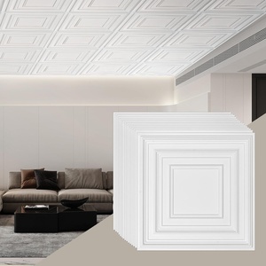 VEVOR Ceiling Tiles, 12-Pack 24 x 24 in, Drop Ceiling Tiles Premium PVC Sheet, Easy Installation/Cutting Plastic Glue-up Ceiling Tile, Ceiling Covering for Home Office Decoration, White(White 1)