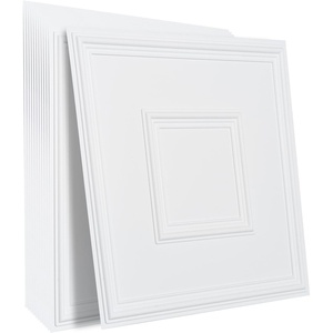VEVOR Ceiling Tiles, 12-Pack 24 x 24 in, Drop Premium PVC Sheet, Easy Installation/Cutting Plastic Glue-up Tile, Covering for Home/Office Decoration, White(12pack-24×24inch)
