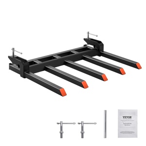 VEVOR Clamp on Debris Forks for 60 inch Buckets, 4560 lbs Loading Weight Pallet Forks for Loader, Tractor Buckets, Skidsteer, for Removing Limbs, Yard Waste and Debris(48″)