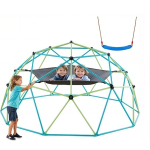 VEVOR Climbing Dome, 10FT Geometric Dome Climber, 1000LBS Loading Jungle Gym Playground with 2 Basketballs & Octopus Net, Easy-Assembly Outdoor Backyard Climbing Equipment for Kids 3 to 10 Years Old(10FT Blue&green with Hammock&Swing)