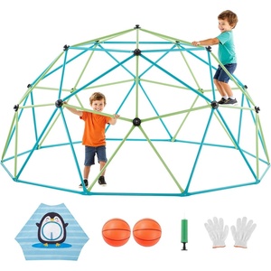 VEVOR Climbing Dome, 10FT Geometric Dome Climber, 1000LBS Loading Jungle Gym Playground with 2 Basketballs & Octopus Net, Easy-Assembly Outdoor Backyard Climbing Equipment for Kids 3 to 10 Years Old(10FT Blue&green with Basketballs & Octopus Net)