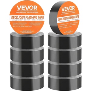 VEVOR Deck Joist Tape, 2 inch x 50 ft, 10 Pack, Weather-Resistant Waterproof Flashing Butyl Joist Tape for Decking, Self-Adhesive, for Wood Decks, Beams Roofs, RVs, House, and Pipes Repair, Black